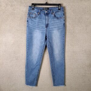 Monkey Ride Jeans Juniors 9 Blue‎ Original Vintage High Rise Mom Raw Hem Denim